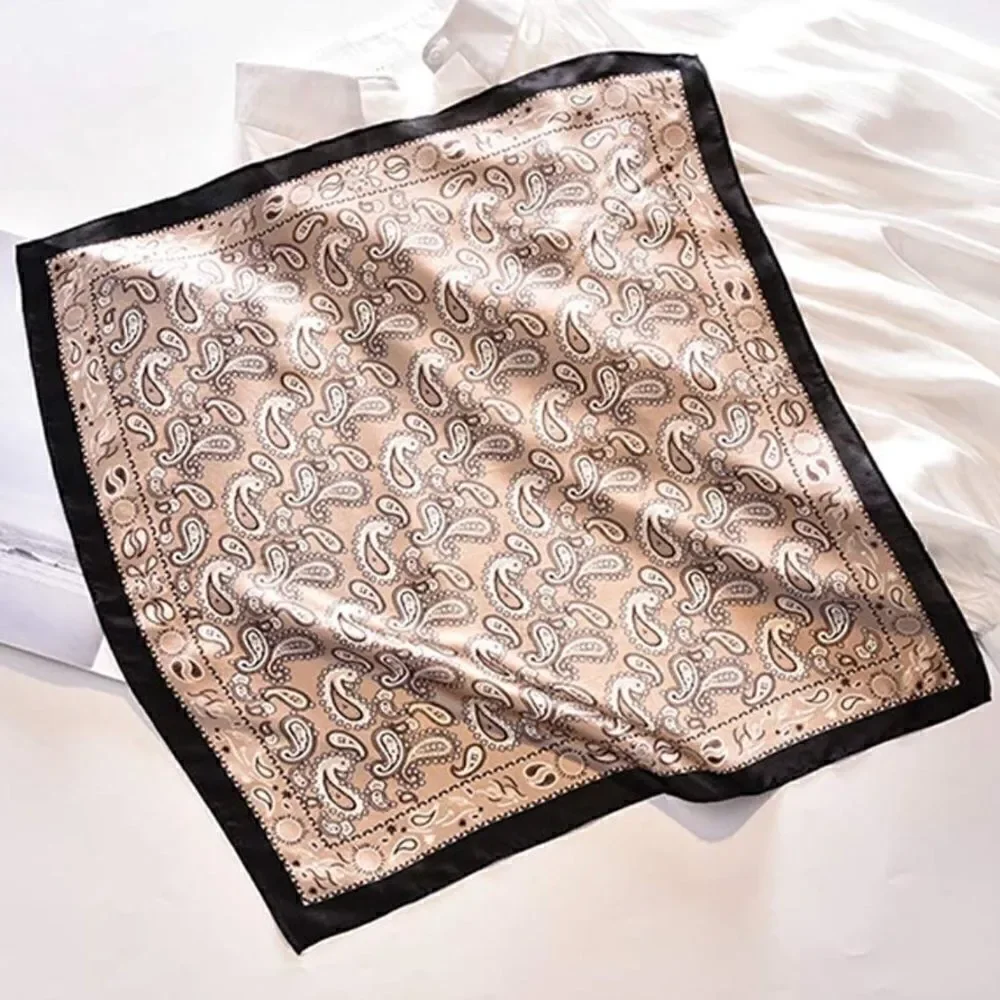 Tan Paisley Mulberry Silk Neck Scarf